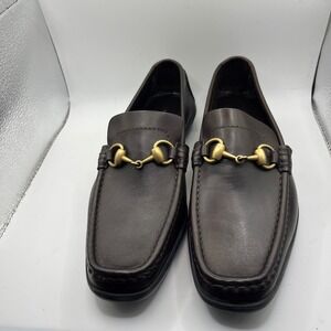 Gucci Dark Brown Leather Horsebit Loafer Shoes Women's Size 7.5